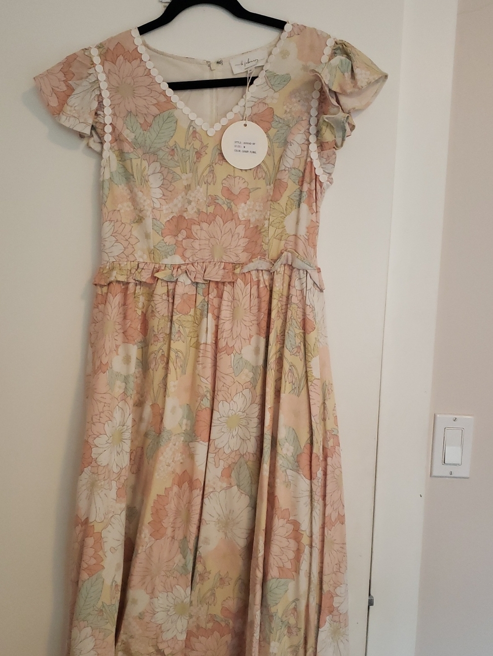 Floral Pastel Midi Dress - Pink & Cream